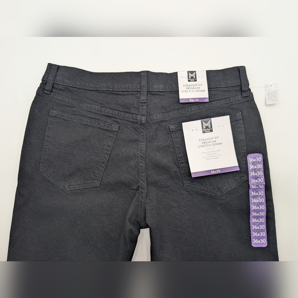 NWT Member's Mark Size 36x30 Men's Black Jeans 98% Cotton 2% Spandex - Picture 8 of 16